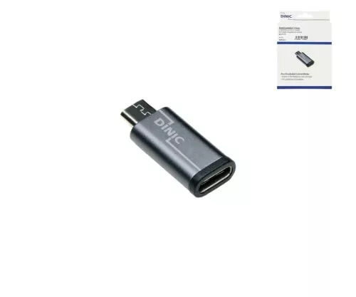 Adapter, micro plug to USB C socket, aluminium box, space grey, DINIC Box